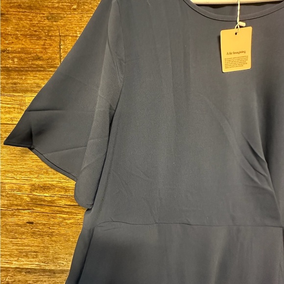 BloomChic Navy Blue A-line Midi Dress with Crew Neck Size 18-20 - Picture 5 of 11